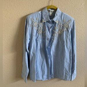 Cottagecore Vintage Jane Ashley Pearl Embellished Long Sleeve Shirt🌴
